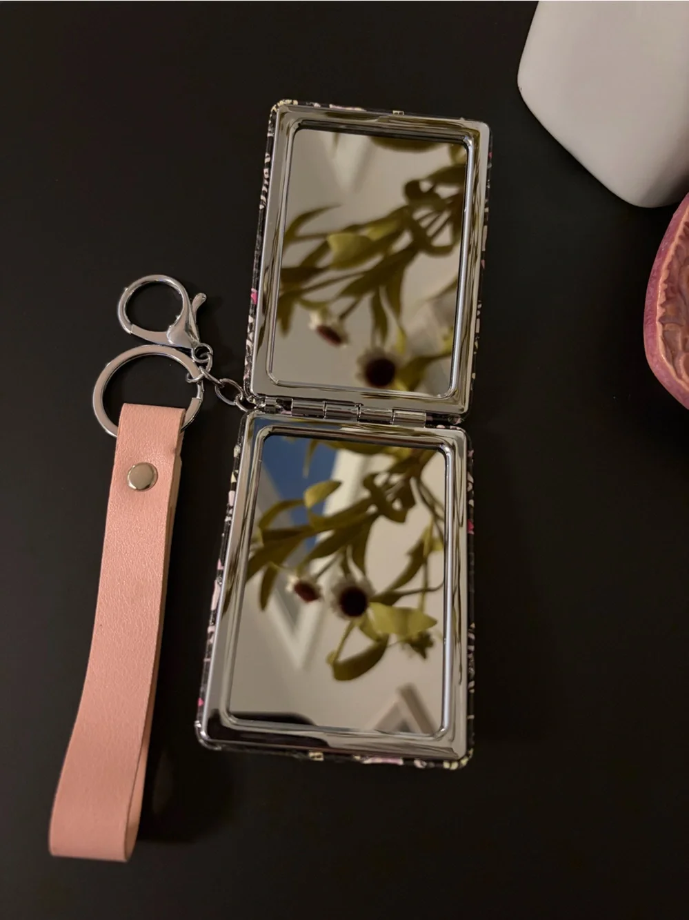 Hello Kitty Pink Wristlet Compact Mirror Holder Keychain